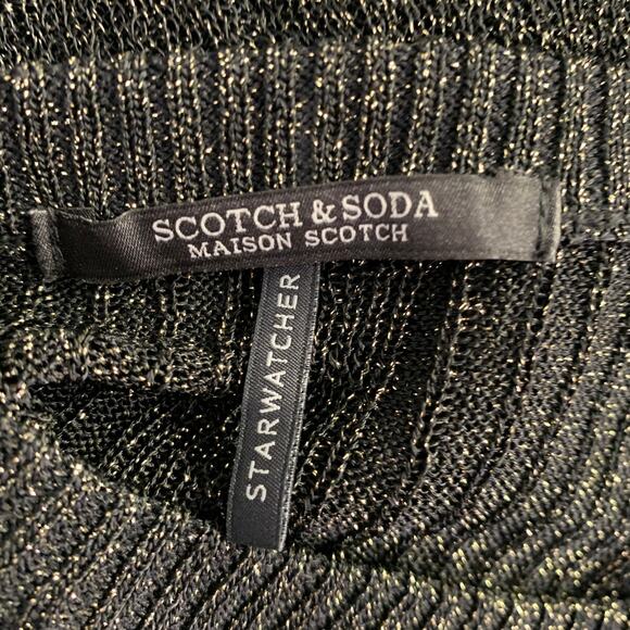 SCOTCH AND SODA Size S Starwatcher Black Gold Knit Ribbed Layered Dress - Picture 4 of 5